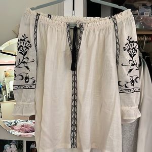 Lucky Brand Off The Shoulder Peasant Top